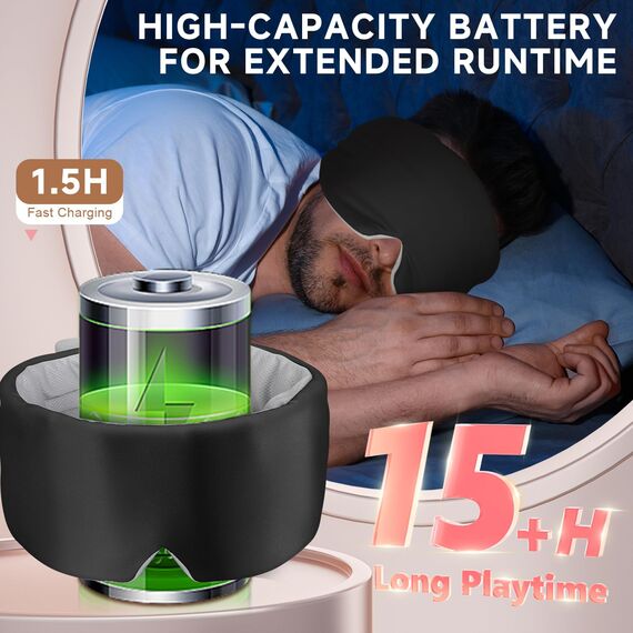 LC-dolida Schlafmaske mit Kopfhörer Schlafkopfhörer Seitenschläfer für Frauen Herren,Augenmaske Baumwolle Waschbar Schlafbrille mit Mikrofon für Reisen/Nickerchen/Yoga/Meditation/Schlafen