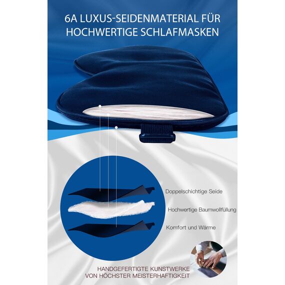 Aosun Seiden Schlafmaske für Seitenschläfer, 22 Momme, 100% Reine Natürliche Bio Maulbeerseide Augenmaske für Herren & Frauen, 99% Lichtblockierende Schlafbrille mit Verstellbares Gummiband für Reisen