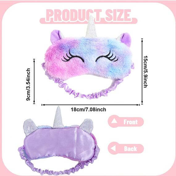 Augenmaske zum Schlafen Annimal Eye Mask Plüsch Cartoon Einhorn für erwachsene Kinder, 3D Süße Augenmaske Einhorn Breathable Eyeshade Ideal für Reisen Nickerchen … (lila)