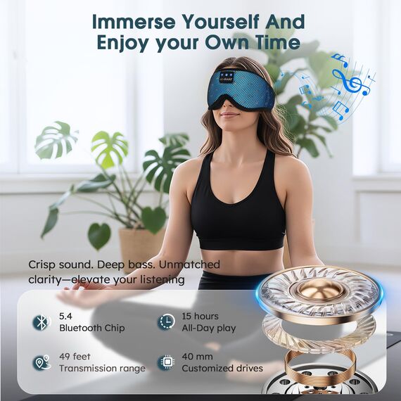 LC-dolida Schlafmaske mit Kopfhörer Bluetooth V5.4, Ultraweiche 3D Schlafkopfhörer Kopfhörer zum Schlafen für Frauen Herren,Augenmaske Schlafbrille mit Mikrofon für Reisen/Nickerchen/Yoga/Meditation