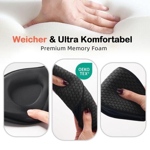 INNELO 3D Schlafmaske für Herren Frauen, 2025 Seiten Verbesserte Augenmaske für Seitenschläfer, 100％ Lichtblockierende Ergonomische Schlafbrille,mit Bequeme Drucklos-Augenhöhlen für Reisen, Schwarz