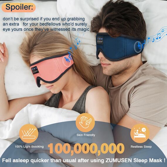 LC-dolida Schlafmaske mit Kopfhörer Bluetooth V5.4, 3D Schlafkopfhörer Atmungsaktive für Frauen Herren,Augenmaske Baumwolle Waschbar Schlafbrille mit Mikrofon für Reisen/Nickerchen/Yoga/Meditation