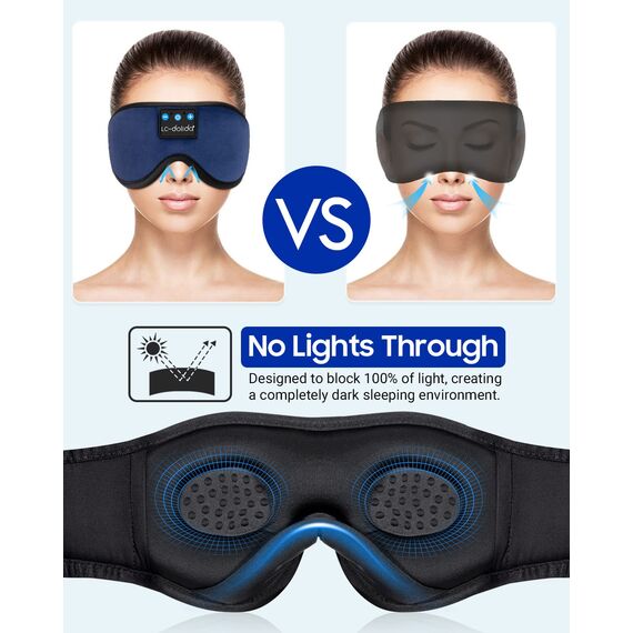 LC-dolida Schlafmaske mit Kopfhörer Bluetooth Schlafkopfhörer, Null Augendruck 3D Augenmaske,Augenabdeckung zum Schlafen Schlafbrille Seitenschläfer mit Mikrofon für Reisen/Meditation