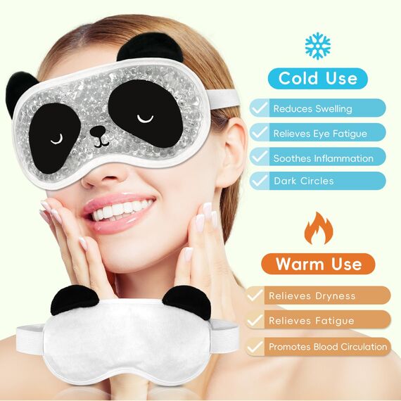 my novel things Augenmaske Kühlend, Panda Schlafmaske 2 Stück, Schlaf Entspannungs, Augenmaske mit Gel Kühlmask Für Heiße Kältetherapie Geschwollene und Müde Augen
