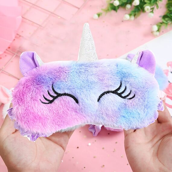 Augenmaske zum Schlafen Annimal Eye Mask Plüsch Cartoon Einhorn für erwachsene Kinder, 3D Süße Augenmaske Einhorn Breathable Eyeshade Ideal für Reisen Nickerchen … (lila)