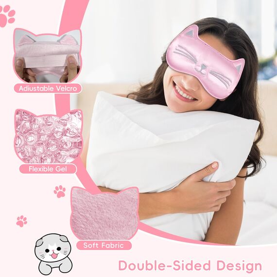 my novel things Augenmaske Kühlend, Katze Schlafmaske 2 Stück, Schlaf Entspannungs, Augenmaske mit Gel Kühlmask Für Heiße Kältetherapie Geschwollene und Müde Augen