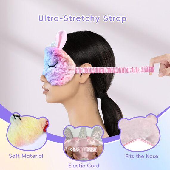 Einhorn Schlafmaske 2 Stück Kühlend, Schlaf Entspannungs Augenmaske, Augenmaske mit Gel Kühlmask Für Kältetherapie Geschwollene und Müde Augen