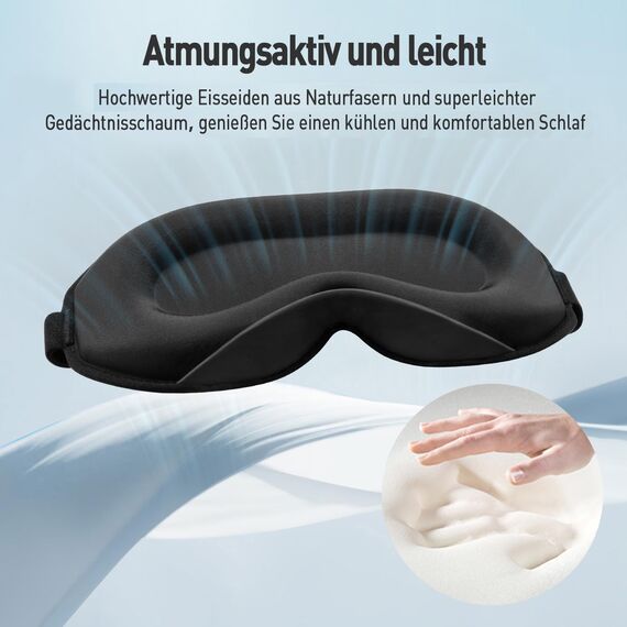 Umisleep Schlafmaske für Seitenschläfer, 3D-Augenhöhlen und verstellbares Gummiband, lichtblockierend und atmungsaktiv, Augenmaske für Männer und Frauen, geeignet für Reise-Yoga, Grau