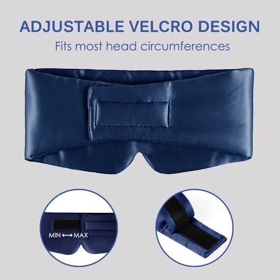 OLESILK 100% Maulbeerseide Schlafmaske Augenmaske mit verstellbarem Kopfband für Herren und Frauen, große Schlafmaske und Augenbinde für Nachtschlaf, Reisen und Nickerchen, Marineblau