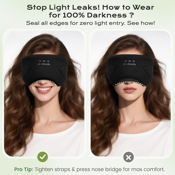 LC-dolida Schlafmaske mit Kopfhörern Bluetooth Schlafkopfhörer, Augenmaske mit Weicher Bambus Baumwolle für Frauen Herren, Augenabdeckung zum Schlafen Seitenschläfer mit Mikrofon