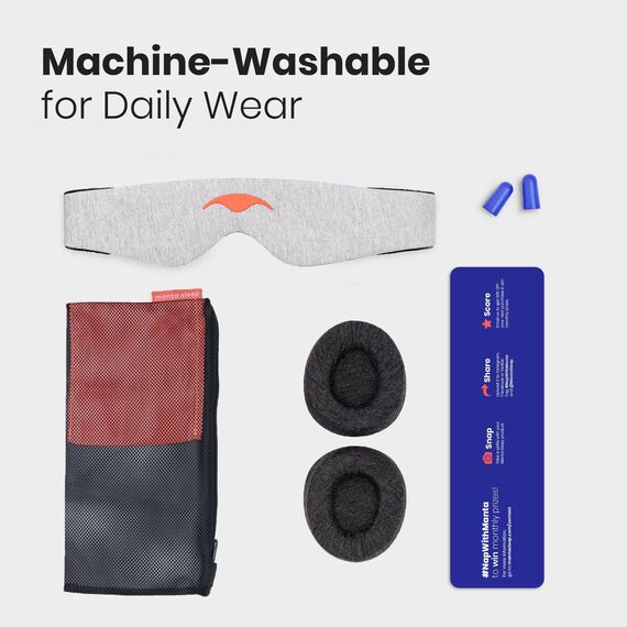 Manta Sleep Schlafmaske – Schlafmaske mit maximaler Abdunkelung & verstellbaren Augenmuscheln, Komfortable Passform für Seitenschläfer & Mittagsschlaf