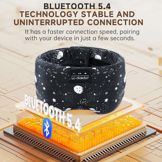 LC-dolida Schlafmaske mit Kopfhörer Schlafkopfhörer Seitenschläfer für Frauen Herren,Augenmaske Baumwolle Waschbar Schlafbrille mit Mikrofon für Reisen/Nickerchen/Yoga/Meditation/Schlafen