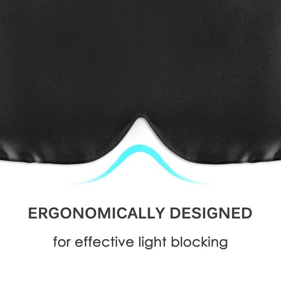 OLESILK 100% Maulbeerseide Schlafmaske Augenmaske mit verstellbarem Kopfband für Herren und Frauen, große Schlafmaske und Augenbinde für Nachtschlaf, Reisen und Nickerchen, Schwarz