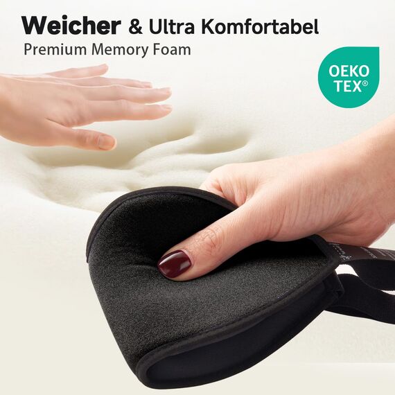 INNELO 3D Schlafmaske für Seitenschläfer, 100 % lichtdicht, mit vertieftem Augenbereich, schont Wimpern, weich & bequem, inkl. Tasche – für Frauen Herren, ideal für Reisen, Schwarz