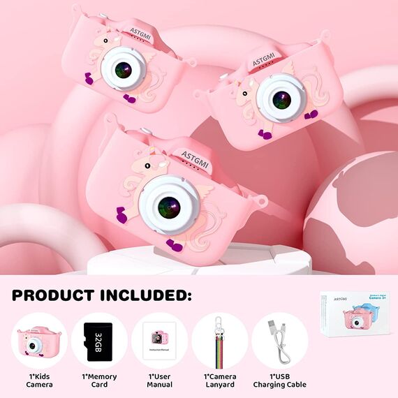 Kinder Kamera, 2.0”Display Digitalkamera ，Geschenke für 3 4 5 6 8 7 9 10 11 12Jahre Jungen und mädchen, 1080P HD Anti-Drop Fotoapparat Kinder für Geburtstagsgeschenk Weihnachten Spielzeug