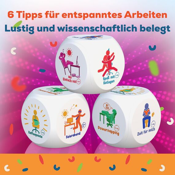 GLÜCKSGUT® Anti-Stress-Würfel | Cubizin | Lustiger Stresswürfel | 6 Motive, Geschenkbox & Anleitung | Spielzeug für Stressabbau, Kollegen & Büro Geschenk