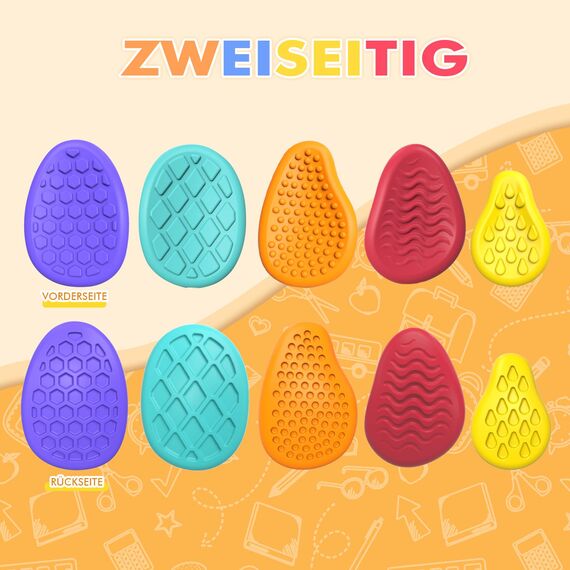 BDwing Silikon Fidget Toys Sensory Stones, 6 Stück Anti Stress Finger Spielzeug Stressabbau Reliever Geschenk für Kinder und Erwachsene, ADHS & Autismus Sensory Toys