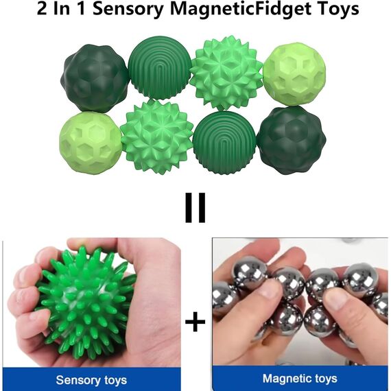 8 Stück Magnetische Fidget Toys, Magnetkugeln Anti Stress Bälle Silikon Sensorik Spielzeug, Magnet Stressball mit Silikonhülle, Anti-Stress Fidget Toy für Angst Stressabbau, Haptische Dekompression