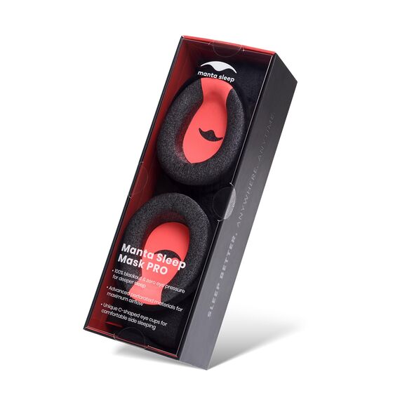 Manta Pro Schlafmaske – 100 % lichtblockierende Schlafmaske für Seitenschläfer, atmungsaktiv und bequem für Schlaf, Reisen, Nickerchen und Schichtarbeit