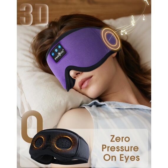 MUSICOZY 3D Schlafmasken Kopfhörer, 100% Verdunkelung, Schlafkopfhörer, Bluetooth-Augenmaske mit Kopfhörern zum Schlafen, Reisen, Nickerchen, Entspannen, Meditieren