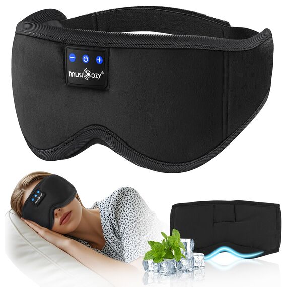 MUSICOZY Schlafmaske mit kopfhörer | 100% Schatten Schlafkopfhörer Bluetooth Augenmaske für Reisen,erholsamen| Bluetooth 5.4 Schlaf Kopfhörer – Geschenk für Männer & Frauen