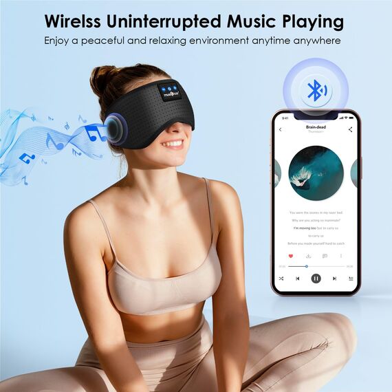 MUSICOZY Schlafmaske mit kopfhörer | 100% Schatten Schlafkopfhörer Bluetooth Augenmaske für Reisen,erholsamen| Bluetooth 5.4 Schlaf Kopfhörer – Geschenk für Männer & Frauen