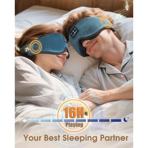 MUSICOZY 3D Schlafmasken Kopfhörer, 100% Verdunkelung, Schlafkopfhörer, Bluetooth-Augenmaske mit Kopfhörern zum Schlafen, Reisen, Nickerchen, Entspannen, Meditieren