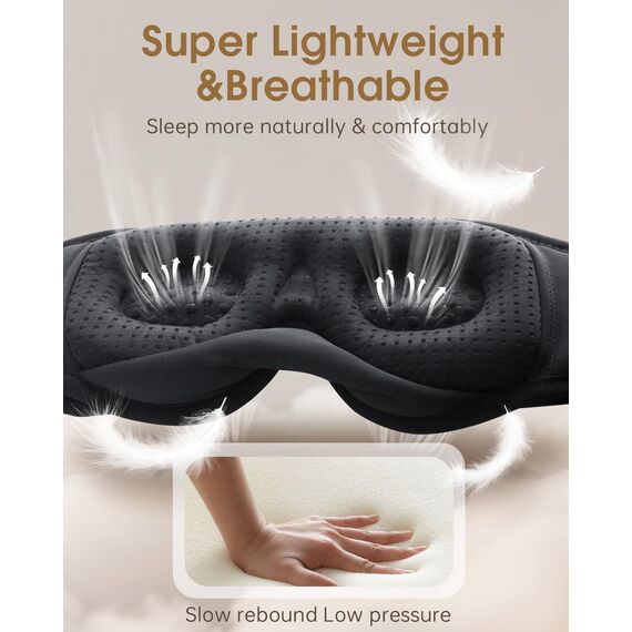 MUSICOZY 3D Schlafmasken Kopfhörer, 100% Verdunkelung, Schlafkopfhörer, Bluetooth-Augenmaske mit Kopfhörern zum Schlafen, Reisen, Nickerchen, Entspannen, Meditieren