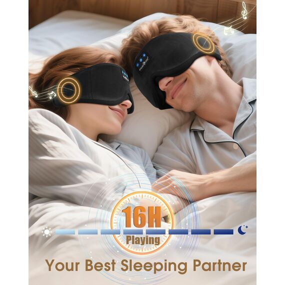 MUSICOZY 3D Schlafmasken Kopfhörer, 100% Verdunkelung, Schlafkopfhörer, Bluetooth-Augenmaske mit Kopfhörern zum Schlafen, Reisen, Nickerchen, Entspannen, Meditieren (Tief)