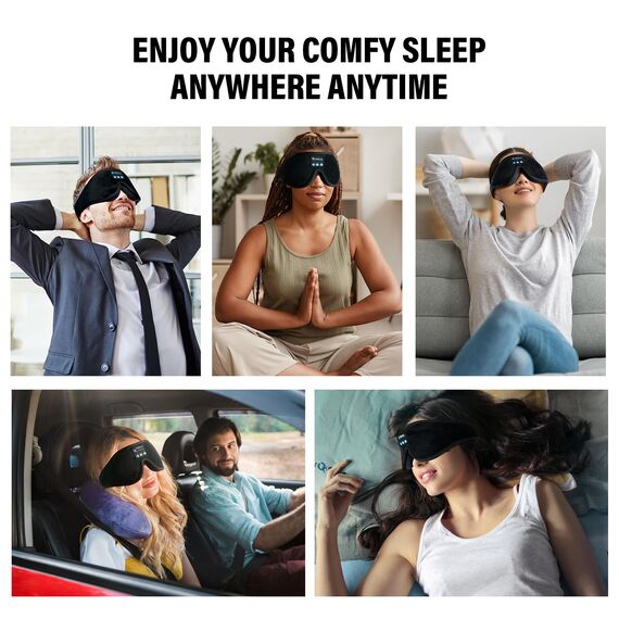 Schlafmaske mit Bluetooth-Kopfhörern, 3D-Schlafmaske, kabellose Musik-Augenmaske zum Schlafen von Seiten-/Rückenschläfern, Schlafkopfhörer
