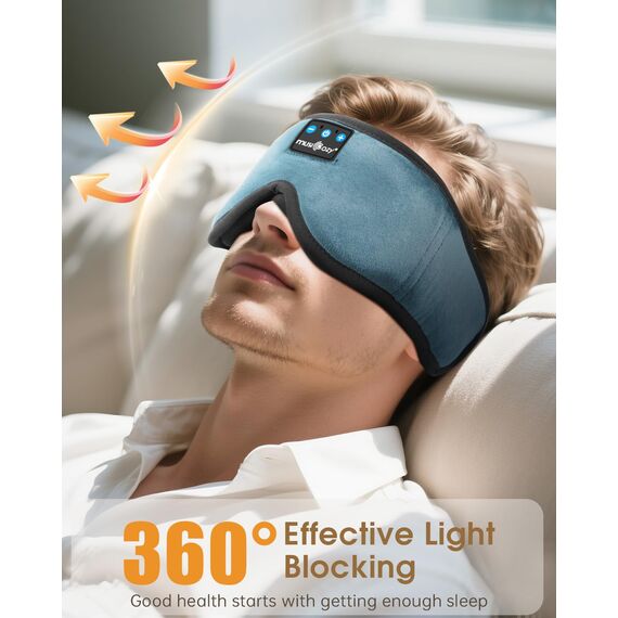 MUSICOZY 3D Schlafmasken Kopfhörer, 100% Verdunkelung, Schlafkopfhörer, Bluetooth-Augenmaske mit Kopfhörern zum Schlafen, Reisen, Nickerchen, Entspannen, Meditieren