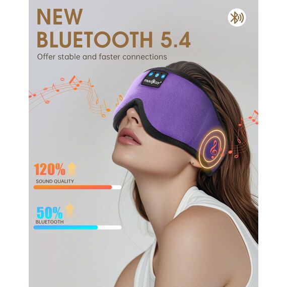 MUSICOZY 3D Schlafmasken Kopfhörer, 100% Verdunkelung, Schlafkopfhörer, Bluetooth-Augenmaske mit Kopfhörern zum Schlafen, Reisen, Nickerchen, Entspannen, Meditieren