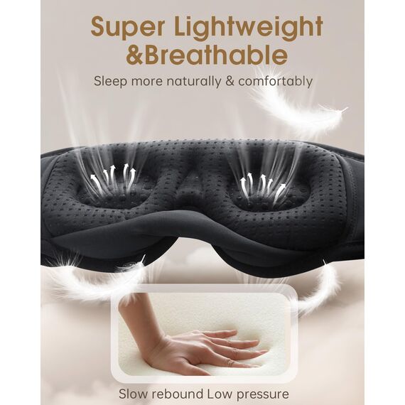 MUSICOZY 3D Schlafmasken Kopfhörer, 100% Verdunkelung, Schlafkopfhörer, Bluetooth-Augenmaske mit Kopfhörern zum Schlafen, Reisen, Nickerchen, Entspannen, Meditieren