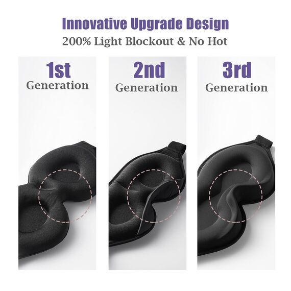 onaEz Schlafmaske für Frauen Herren, 2024 Verbesserte 3D Nasenrinnen Design, 10mm Tief Konturierte Schlafbrille Bequem,100% Lichtblockierende Augenmaske,Weiche Schlafmasken für Yoga Reisen