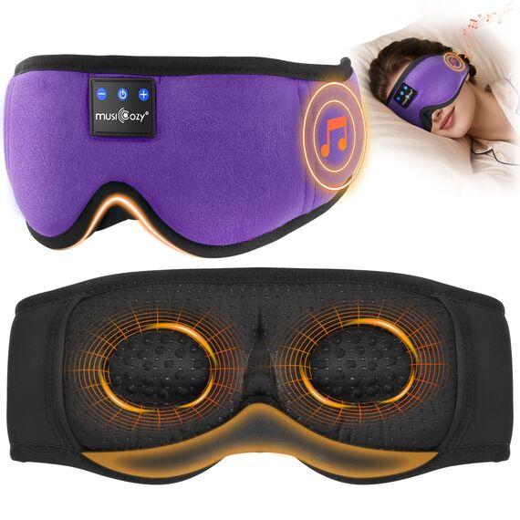 MUSICOZY 3D Schlafmasken Kopfhörer, 100% Verdunkelung, Schlafkopfhörer, Bluetooth-Augenmaske mit Kopfhörern zum Schlafen, Reisen, Nickerchen, Entspannen, Meditieren