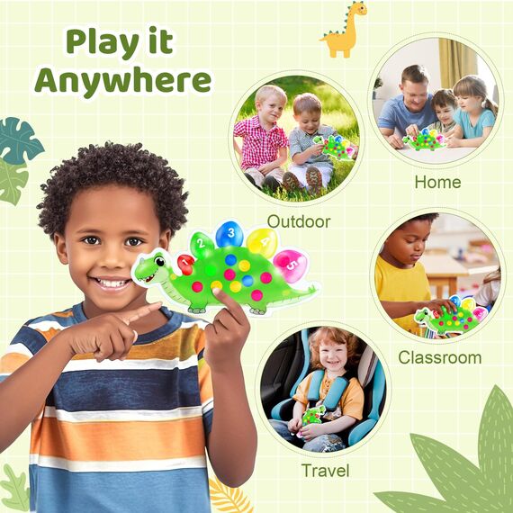 Dinosaurier Farbensortierspiel Zählen Superweiches Squeeze Sensorikspielzeug für Kleinkinder Montessori Lernspiel Farberkennung Feinmotorik Training Reise Anti Stress Spielzeug ab 3 Jahren (Grün)
