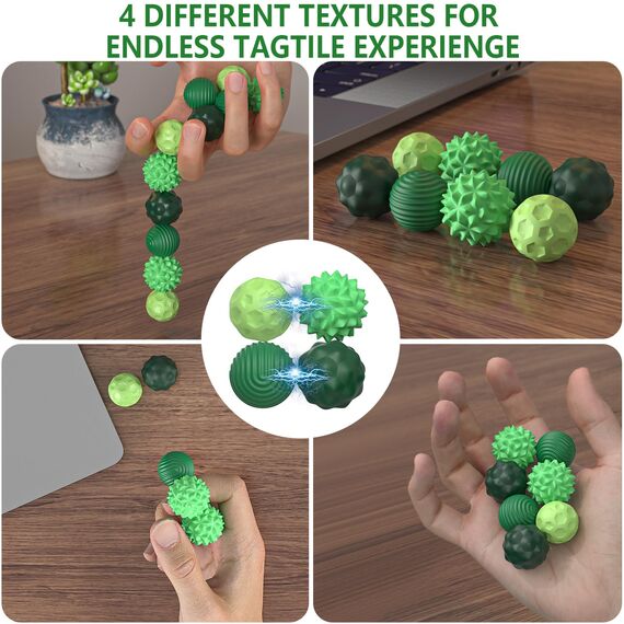 8 Stück Magnetische Fidget Toys, Magnetkugeln Stressball Silikon Sensorik Spielzeug, Magnetische Anziehungskraft Stress Bälle mit Silikonhülle, Sensory Toy, Anti-Stress Fidget Toys für Stress, Angst