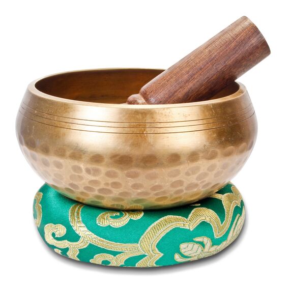 Große Original Tibetische Klangschale - 13cm. Klangschalen Set mit eBook, Klöppel, Klangschalenkissen und Geschenk-Box. Singing Bowl aus Tibet