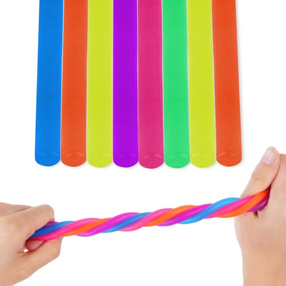 Ainiv 12 Stück Bunte Dehnbare Saiten, Sensory Noodles Fidget Toys, 24 cm Sensorische Dehnbar Schnur Fidget Toys Stretch Spielzeug Set, Spielzeug Stress Relief Zappeln für ADD, ADHS, Autismus(6 Farben)