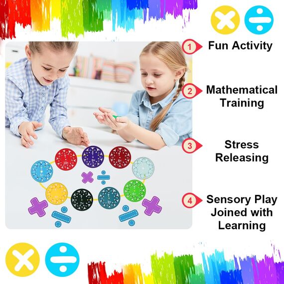 AUAUY 9 Stück Mathe Fidget Spinners, Math Facts Fidget-Spinner Sensorisches Spielzeug, Lindert Stress-Zappel-Lernspiel-Spielzeug, Multiplikations und Divisions Mathe-Lernspiele Zappelspielzeug