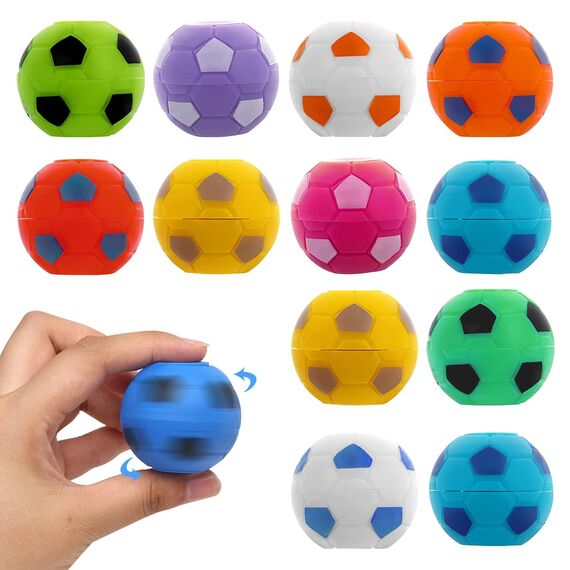 12 Stück Fußball Spinner Fingerspitzen Spielzeug, Drehbare Stressbälle für Kinder und Erwachsene, 3,5 cm Mini Football Stress Relief Spielzeug