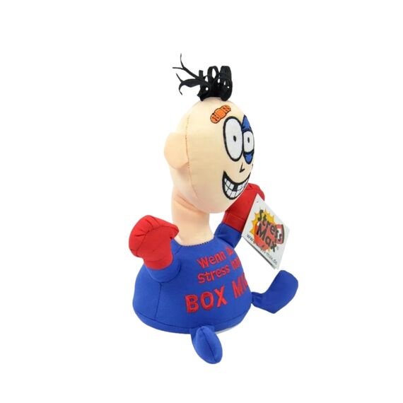 Kögler 75561 - Stoffpuppe Stress - Max mit Aufdruck, Figur mit Saugnäpfen an der Unterseite, ideal zum Abbau von Stress, Wut und Aggressionen, Blauen
