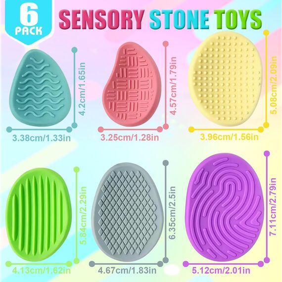 6 Stück Fidget Toys Sensory Stones, Anti Stress Spielzeug Sensorische Stone, Sensorik Spielzeug für Stressabbau , ADHS Sensory Fidget Toys für Kinder Erwachsene
