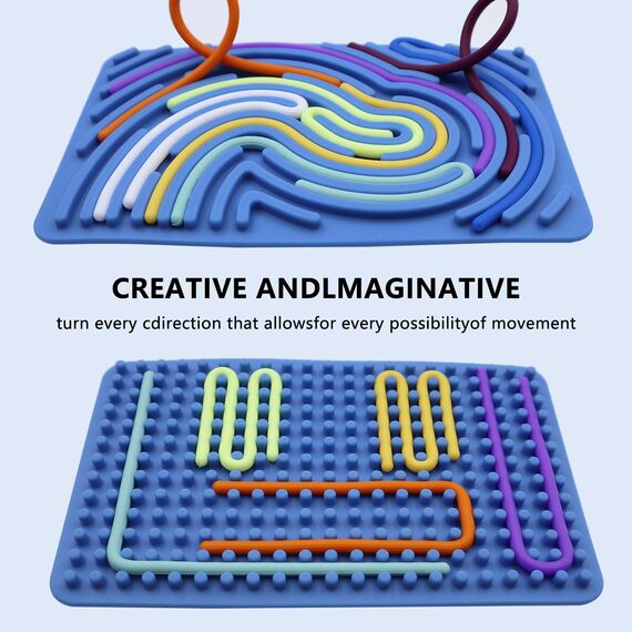 Sensorik Activity Board Silicone Fidget Toy mit Reisetasche & 10 Silikonstreifen Silent Sensory Board Doppelseitiges Aktivitätsbrett Sensorik Spielzeug für Stress Angst Autismus ADHS(Dunkelgrün)