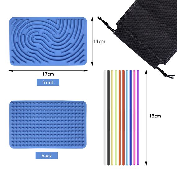 Sensorik Activity Board Silicone Fidget Toy mit Reisetasche & 10 Silikonstreifen Silent Sensory Board Doppelseitiges Aktivitätsbrett Sensorik Spielzeug für Stress Angst Autismus ADHS(Dunkelgrün)
