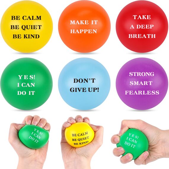 Koogel 6 Stück Stressball Erwachsene,Motivierende Anti Stress bälle Lustige Quetschball Squeeze Bälle Spielzeugball zur Linderung von Angst und Wut als Geschenk Mitgebsel Kindergeburtstag