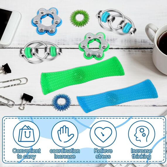 12x Fidget Toys – ADHS Anti-Stress-Spielzeug für Erwachsene, Stimming Toy für Stressabbau, Tragbares Entspannungsgadget für Büro, Schule, Reisen