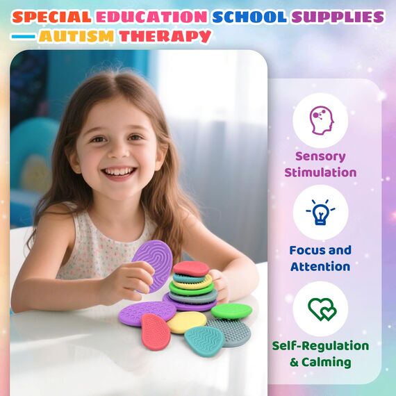 12 Stück Fidget Toys Sensory Stones, Texturierte Sorge Stein sensorische Spielzeug Kinder mit Autismus, Sensorik Spielzeug Anti Stress, Angst Relief sensorische Toy für Kinder und Erwachsene