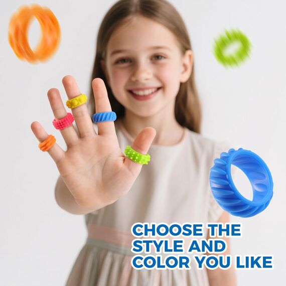 Gezimetie 12 Stück Fidget Ringe Sensorik Spielzeug für Kinder & Erwachsene – Anti Stress Autis-mus AD-HD Beruhigend Toys, Leise Fidget Toys für Angstabbau