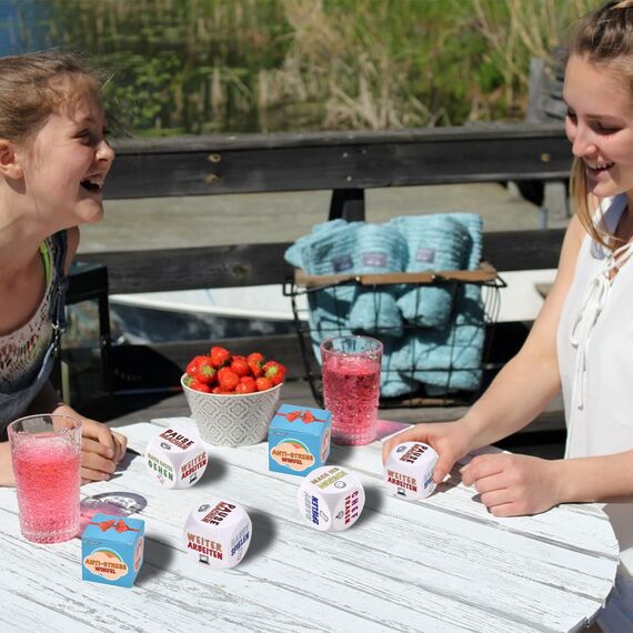 DealKits Büro Anti-Stress Würfel, 2 Stück Witziges Stresswürfel zum Stressabbau mit 6 Lustigen Aktionen, Anti-Stress Spielzeug Abschiedsgeschenk Kollegen Geschenk Mit Geschenkbox Für Mitarbeiter